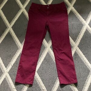 St John’s Bay Mid Rise Secretly Slender Straight Leg 10S Burgundy